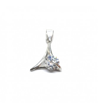 PE001545 Genuine Sterling Silver Pendant With 8mm Cubic Zirconia Solid Hallmarked 925